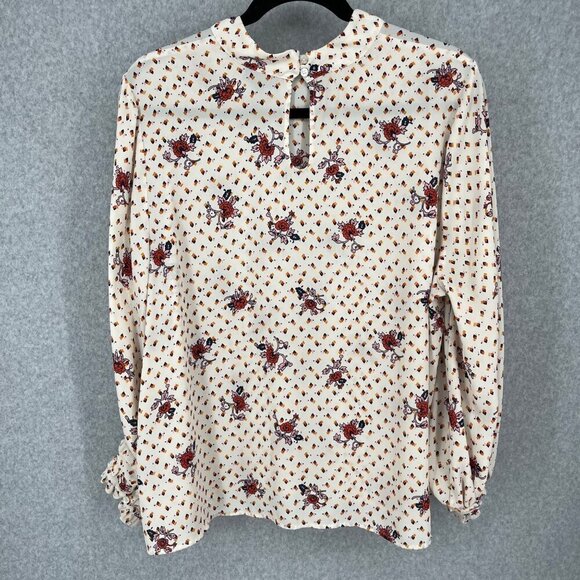 ModCloth A Grace of Ones Own Chiffon Blouse Size 4X Ivory Floral Print Ruffle - Picture 4 of 13